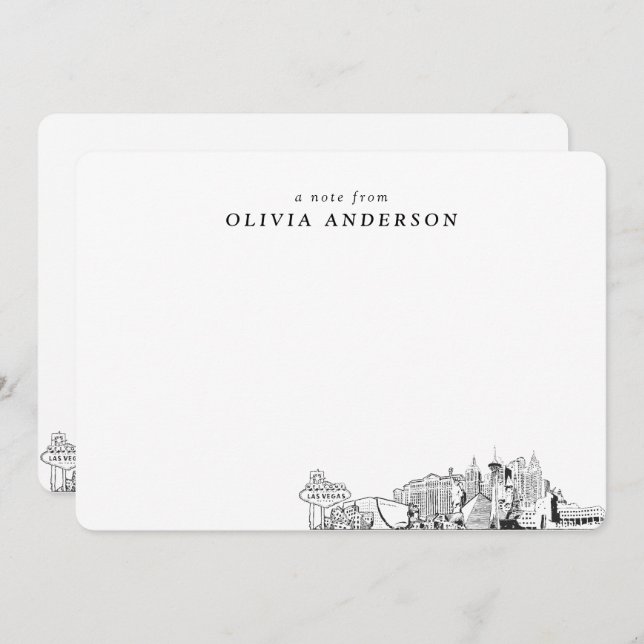 Las Vegas Skyline Personalized Note Cards (Front/Back)