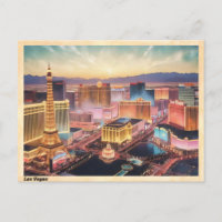Las Vegas Skyline Vintage Postcard