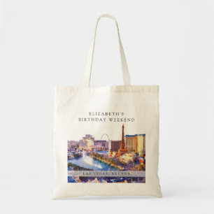 Las Vegas Skyline Watercolor Birthday Weekend Tote Bag