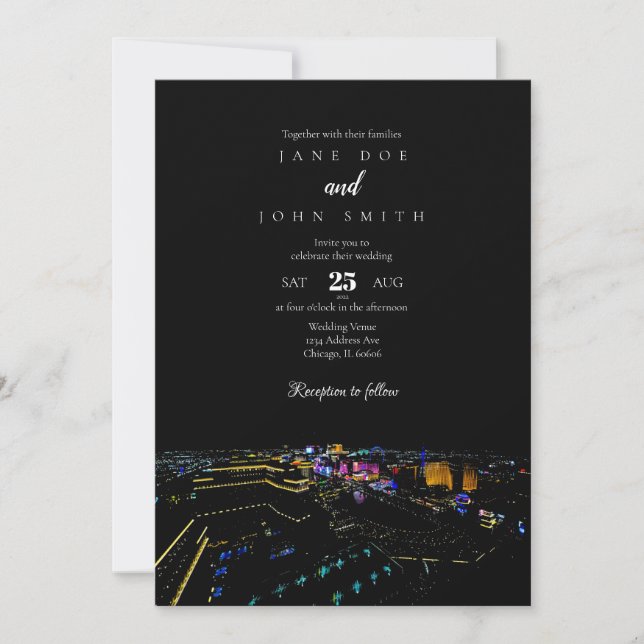 Las Vegas Skyline Wedding Invitation (Front)