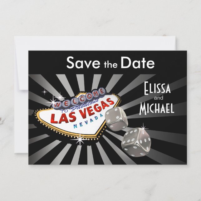 Las Vegas Starburst Save the Date silver black (Front)