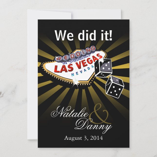 Las Vegas Starburst Wedding Reception gold black Invitation (Front)
