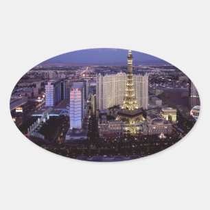 Las Vegas Strip Aerial View Casino Gambling City Oval Sticker