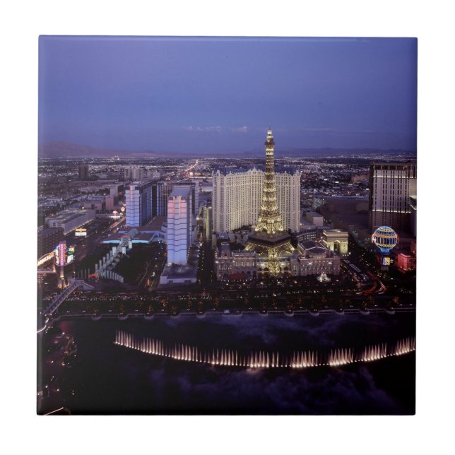 Las Vegas Strip Aerial View Casino Gambling City Tile (Front)