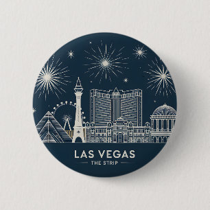 Las Vegas Strip Nevada Skyline Line Art Cityscape 2 Inch Round Button