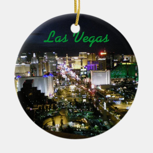 Las Vegas Strip Photo at Night Ceramic Ornament (Front)