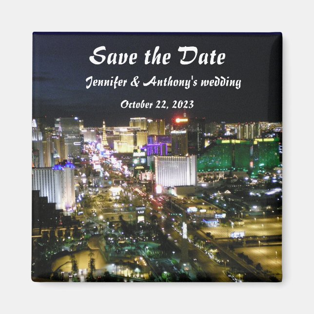 Las Vegas Strip Photo Wedding Date Plans Magnet (Front)