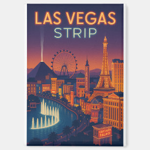 Las Vegas Strip – Retro Cityscape Wall Art Magnet