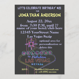Las Vegas Strip Sign 21st Birthday Invitation