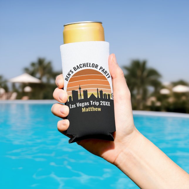 Las Vegas Strip Sunset Custom Vacation Seltzer Can Cooler (In Situ Pool)