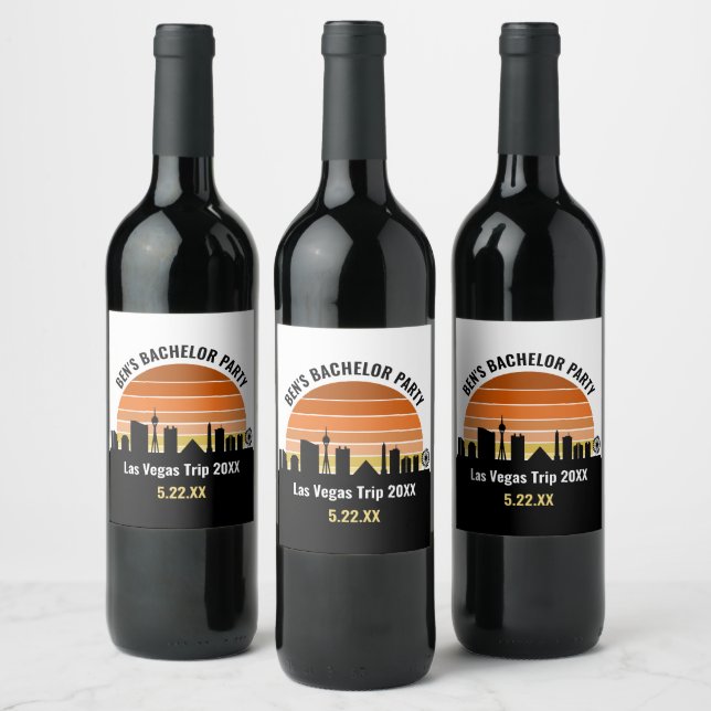 Las Vegas Strip Sunset Custom Vacation Wine Label (Bottles)