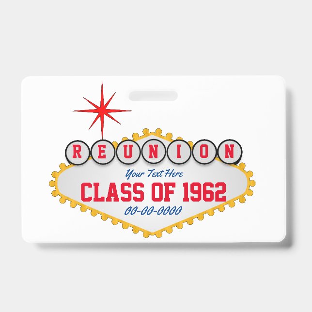 Las Vegas Style Reunion Personalize  Badge (Front)