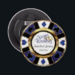 Las Vegas Styled Wedding - Gold, White & Blue Bottle Opener<br><div class="desc">Bottle Opener. Personalize Las Vegas Style Wedding - Gold, Blue and White. 📌If you need further customization, please click the "Click to Customize further" or "Customize or Edit Design" button and use our design tool to resize, rotate, change text colour, add text and so much more. ⭐This Product is 100%...</div>