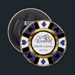 Las Vegas Styled Wedding - Gold, White & Blue Bottle Opener<br><div class="desc">Bottle Opener. Personalize Las Vegas Style Wedding - Gold, Blue and White. 📌If you need further customization, please click the "Click to Customize further" or "Customize or Edit Design" button and use our design tool to resize, rotate, change text colour, add text and so much more. ⭐This Product is 100%...</div>
