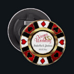 Las Vegas Styled Wedding - Gold, White & Red Bottle Opener<br><div class="desc">Bottle Opener. Personalize Las Vegas Style Wedding - Gold, Red and White. 📌If you need further customization, please click the "Click to Customize further" or "Customize or Edit Design"button and use our design tool to resize, rotate, change text colour, add text and so much more.⭐This Product is 100% Customizable. Graphics...</div>