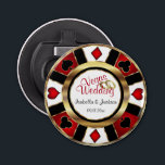 Las Vegas Styled Wedding - Gold, White & Red Bottle Opener<br><div class="desc">Bottle Opener. Personalize Las Vegas Style Wedding - Gold, Red and White. 📌If you need further customization, please click the "Click to Customize further" or "Customize or Edit Design"button and use our design tool to resize, rotate, change text colour, add text and so much more.⭐This Product is 100% Customizable. Graphics...</div>