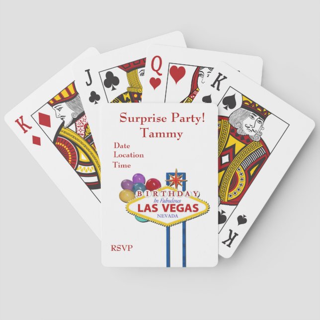 Las Vegas Surprise Birthday Party Playing Cards (Back)