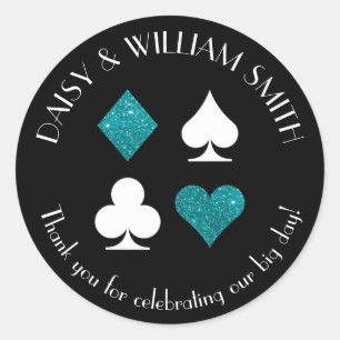 Las Vegas Theme Custom Text Sticker Teal Glitter