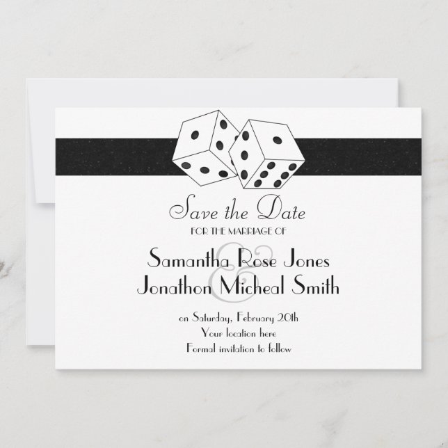Las Vegas Theme Save the Date White and Black (Front)