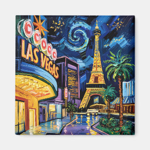 Las Vegas Travel Van Gogh Style Casino Night City Magnet