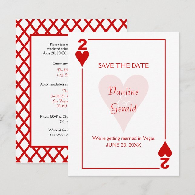 Las Vegas Two of Hearts Wedding Save The Date (Front/Back)