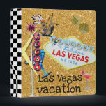 Las Vegas Vacation Album Binder<br><div class="desc">Gold bling and sparkle are part of the faux glitter printed design for this Las Vegas vacation photo or memory album. Your occasion deserves a special and unique souvenir photo album or scrapbook for any Las Vegas Nevada occasion. Fill this 3 ring notebook with plastic photo sleeves or scrapbook mementos...</div>