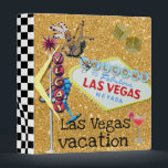 Las Vegas Vacation Album Binder<br><div class="desc">Gold bling and sparkle are part of the faux glitter printed design for this Las Vegas vacation photo or memory album. Your occasion deserves a special and unique souvenir photo album or scrapbook for any Las Vegas Nevada occasion. Fill this 3 ring notebook with plastic photo sleeves or scrapbook mementos...</div>