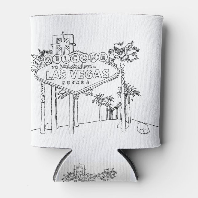 Las Vegas Vacation Drawing Vacation Art Travelling Can Cooler (Front)