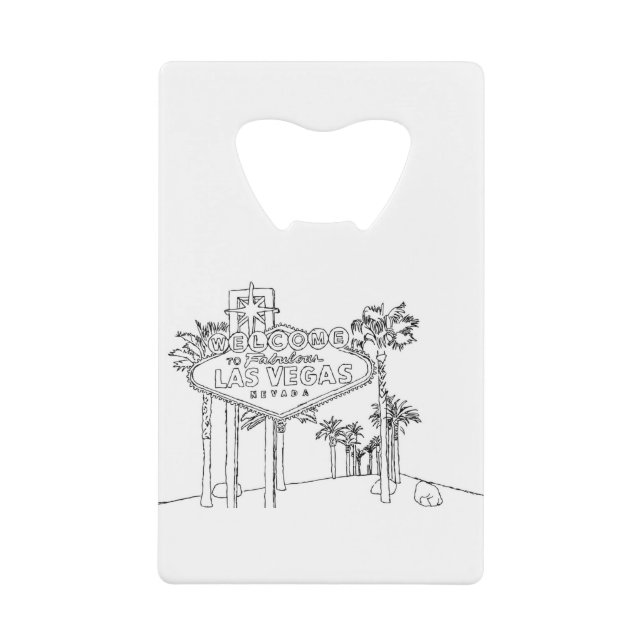 Las Vegas Vacation Drawing Vacation Art Travelling Credit Card Bottle Opener (Front)