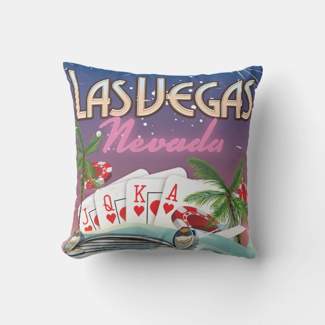 Las Vegas vintage style vacation poster Throw Pillow (Front)