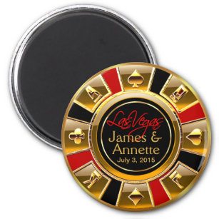 Las Vegas VIP Red Gold Black Casino Chip Favour Magnet