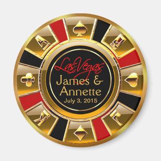 Las Vegas VIP Red Gold Black Casino Chip Favour Magnet