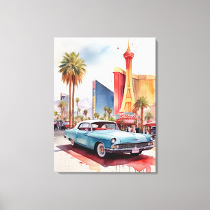 Las Vegas watercolor art Canvas Print