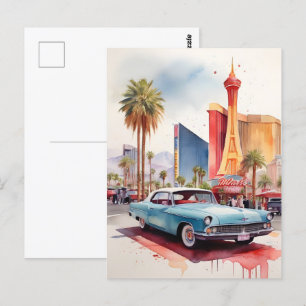 Las Vegas watercolor art Postcard