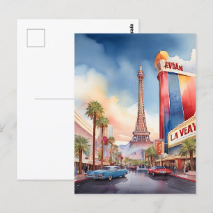 Las Vegas watercolor art Postcard