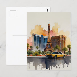 Las Vegas watercolor art Postcard