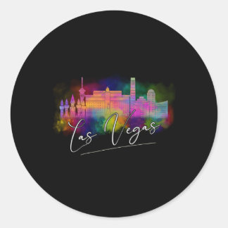 Las Vegas Watercolor Skyline Classic Round Sticker