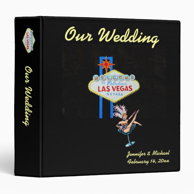 Las Vegas Wedding Album with Welcome Sign Binder (Front/Spine)