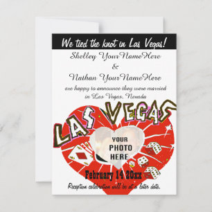 Las Vegas Wedding Announcement Black White Red
