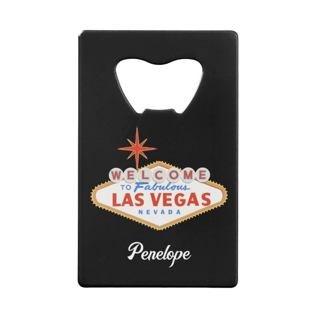 Las Vegas Wedding Bachelorette Party Credit Card Bottle Opener (Front)