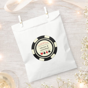 Las Vegas Wedding Black and White Poker Chip Favour Bag