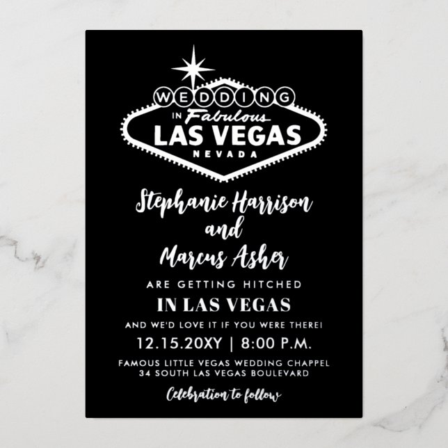 Las Vegas Wedding  Black Silver Info on Back Foil (Front)