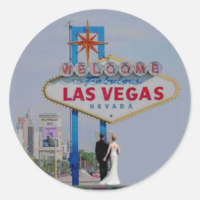 Las Vegas Wedding Bride & Groom Sticker (Front)