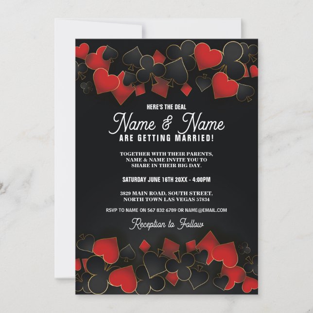Las Vegas Wedding Casino Royale Party Cards Invite (Front)