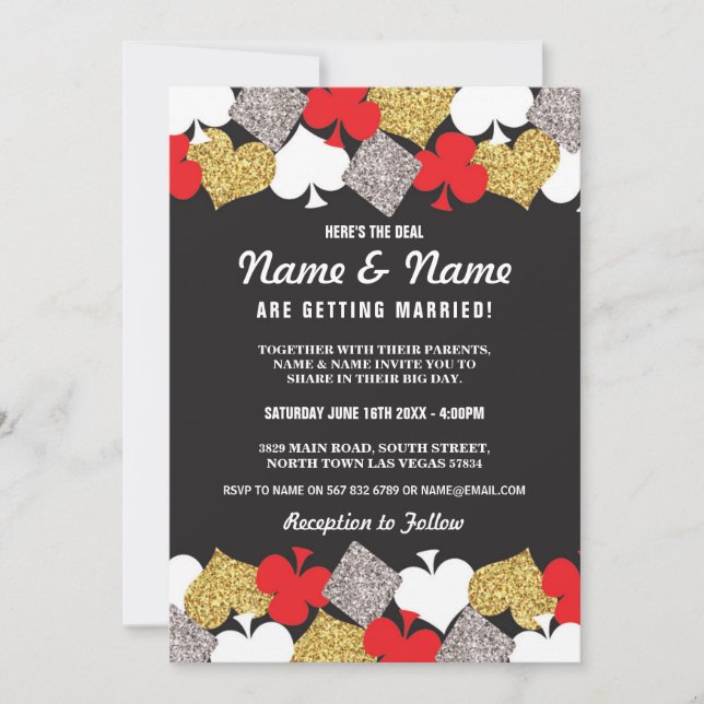Las Vegas Wedding Casino Royale Party Cards Invite (Front)