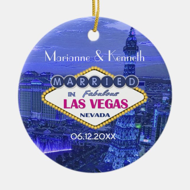 Las Vegas Wedding Ceramic Ornament (Front)