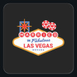 Las Vegas Wedding - Couple Married in Las Vegas Square Sticker<br><div class="desc">Planning a Vegas bachelorette party or getting married in Vegas? This Vegas wedding design is perfect for a reception or honeymoon in Vegas! Turn heads on the Las Vegas strip, do some gambling at the casino, or day drinking poolside at a Vegas club! Features "Married in Vegas" design w/ a...</div>