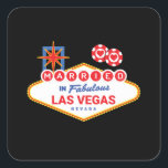 Las Vegas Wedding - Couple Married in Las Vegas Square Sticker<br><div class="desc">Planning a Vegas bachelorette party or getting married in Vegas? This Vegas wedding design is perfect for a reception or honeymoon in Vegas! Turn heads on the Las Vegas strip, do some gambling at the casino, or day drinking poolside at a Vegas club! Features "Married in Vegas" design w/ a...</div>