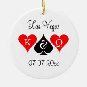 Las Vegas wedding custom monogram Christmas tree Ceramic Ornament