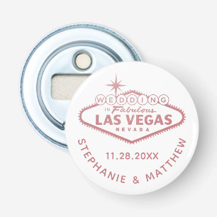 Las Vegas Wedding Date Favour Magnetic Pink Bottle Opener